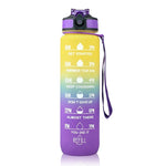 1 Liter Water Bottle Motivational Sport Water Bottle Leakproof Drinking Bottles Outdoor Travel Gym Fitness Jugs For Kitchen B-yellow 1000ML