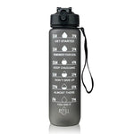 900ml Water Bottle : Motivational Sport Water Bottle (Leakproof) B-black