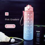 1 Liter Water Bottle Motivational Sport Water Bottle Leakproof Drinking Bottles Outdoor Travel Gym Fitness Jugs For Kitchen Pink 1000ML