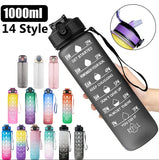 1 Liter Water Bottle Motivational Sport Water Bottle Leakproof Drinking Bottles Outdoor Travel Gym Fitness Jugs For Kitchen