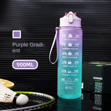 900ml Water Bottle : Motivational Sport Water Bottle (Leakproof) Purple