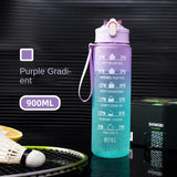 1 Liter Water Bottle Motivational Sport Water Bottle Leakproof Drinking Bottles Outdoor Travel Gym Fitness Jugs For Kitchen Purple 1000ML