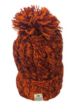 Handmade Chunky Woolly Bobble Hats. Saffron & Wine Explosion
