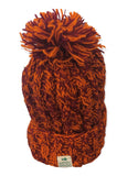 Handmade Chunky Woolly Bobble Hats. Saffron & Wine Explosion