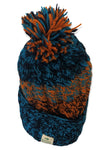 Handmade Chunky Woolly Bobble Hats. Teal Saffron Navy