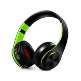 Foldable Wireless Bluetooth Stereo Headset with TF Card Slot- USB Charging Green