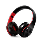 Foldable Wireless Bluetooth Stereo Headset with TF Card Slot- USB Charging Red
