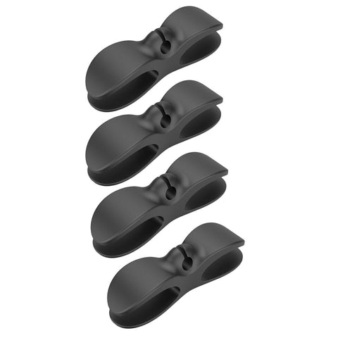 Pack of 4 Adhesive Type Electrical Wire Winder and Cord Organizer Black