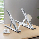 9 Levels Height Adjustable Alumiinum Alloy Portable Laptop Stand Silver