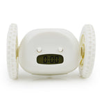 LED Lazy Running Electronic Digital Alarm Clock- Battery Operated White