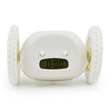LED Lazy Running Electronic Digital Alarm Clock- Battery Operated White
