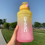 1.3L Gradient Color Sports Water Drinking Bottle with Straw and Time Marker