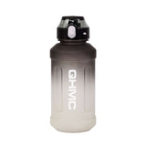 1.3L Gradient Color Sports Water Drinking Bottle with Straw and Time Marker black