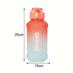 1.3L Gradient Color Sports Water Drinking Bottle with Straw and Time Marker