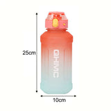 1.3L Gradient Color Sports Water Drinking Bottle with Straw and Time Marker