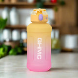 1.3L Gradient Color Sports Water Drinking Bottle with Straw and Time Marker