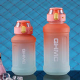 1.3L Gradient Color Sports Water Drinking Bottle with Straw and Time Marker