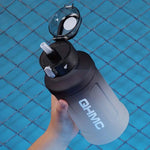 1.3L Gradient Color Sports Water Drinking Bottle with Straw and Time Marker