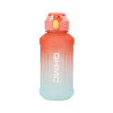 1.3L Gradient Color Sports Water Drinking Bottle with Straw and Time Marker orange