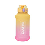 1.3L Gradient Color Sports Water Drinking Bottle with Straw and Time Marker pink