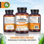 Prowise Organic Turmeric 1440mg with Black Pepper & Ginger |120 Vegan Capsules with Active Ingredient Curcumin I Made in The UK