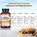 Prowise Organic Turmeric 1440mg with Black Pepper & Ginger |120 Vegan Capsules with Active Ingredient Curcumin I Made in The UK