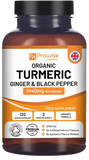 Prowise Organic Turmeric 1440mg with Black Pepper & Ginger |120 Vegan Capsules with Active Ingredient Curcumin I Made in The UK