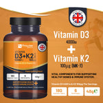 Prowise Vitamin D3 4000IU & K2 MK7 100μg Vegetarian Tablets I 180 ( 6 Months Supply)